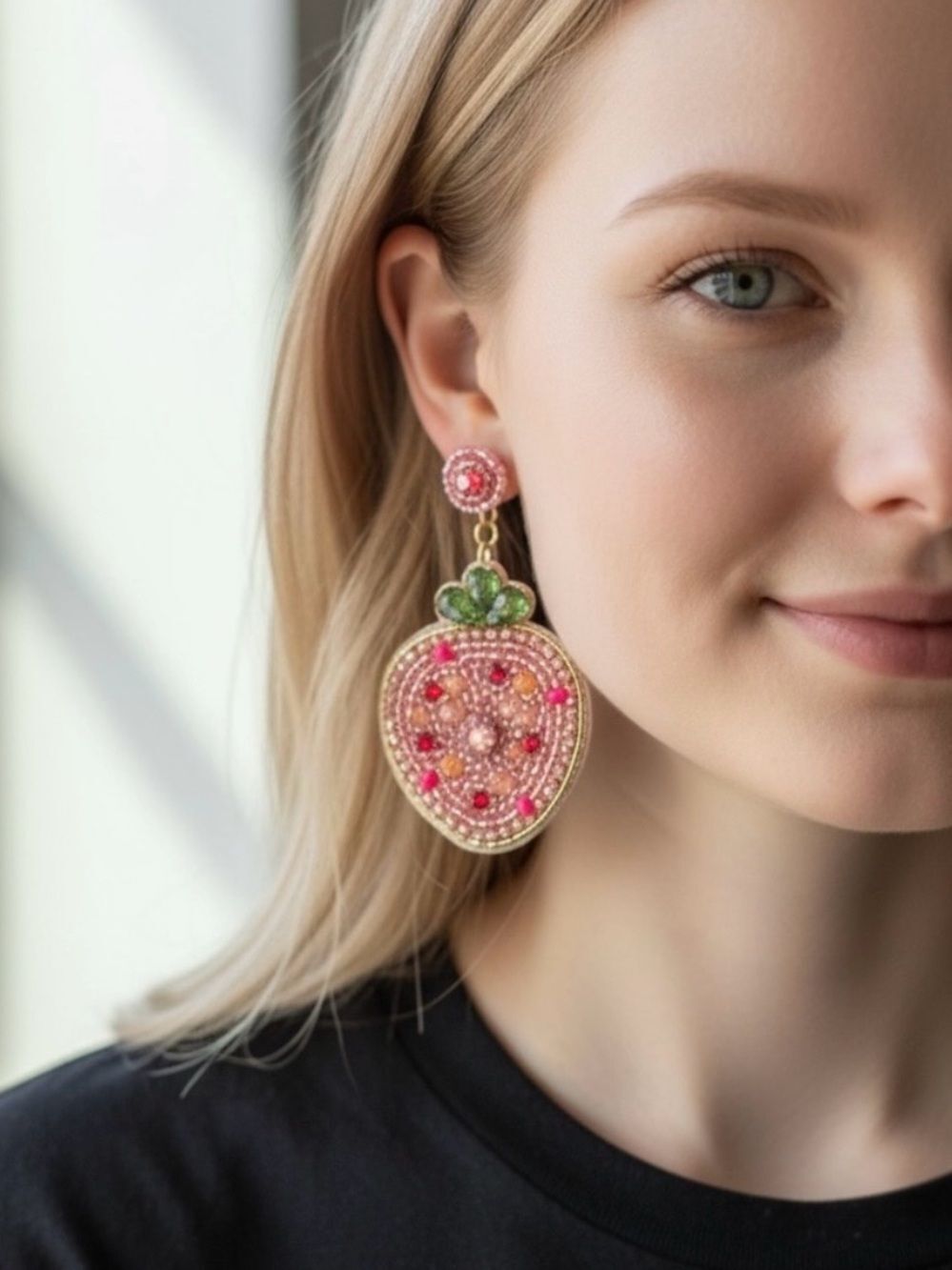 Pink Strawberry Drop Earrings